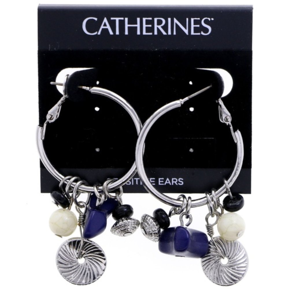 320 Catherines Silver And Blue Hoops With Charms 10$
